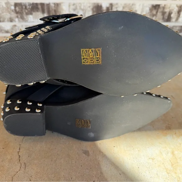 Jeffrey Campbell Free People Sz 12 Black Studded Draco Stud Boots New - Picture 9 of 15